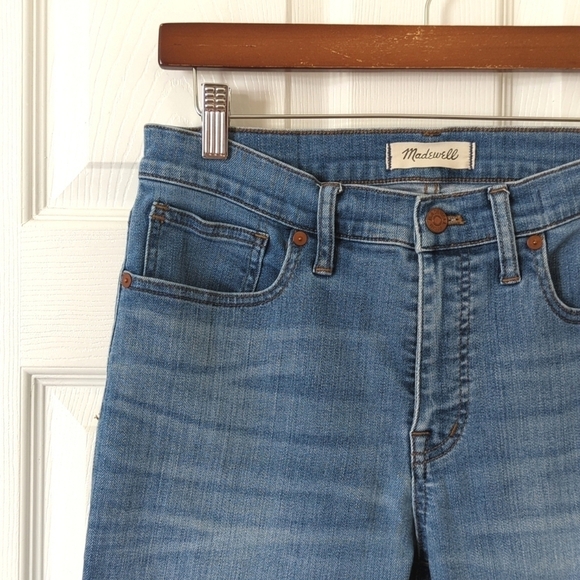 Madewell Classic 9" High Rise Distressed Medium Wash Cropped Skinny Jeans 29 - Picture 12 of 15